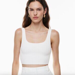 Aritzia - Sculpt Knit White Square Neck Tank Top - XXS